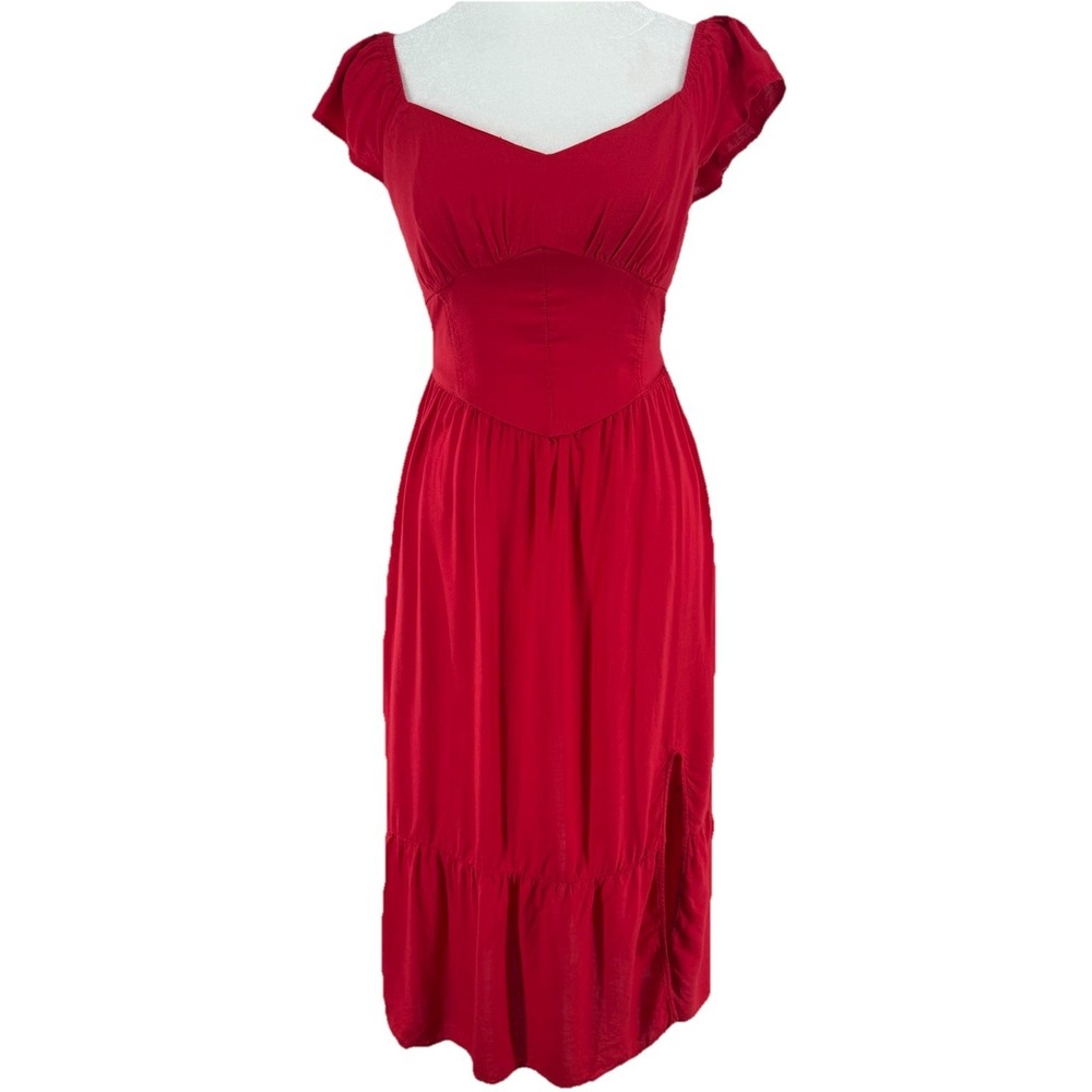 Hollister Milkmaid Corset Dress XS Cottage Boho Prairie Romantic Flutter Sleeves